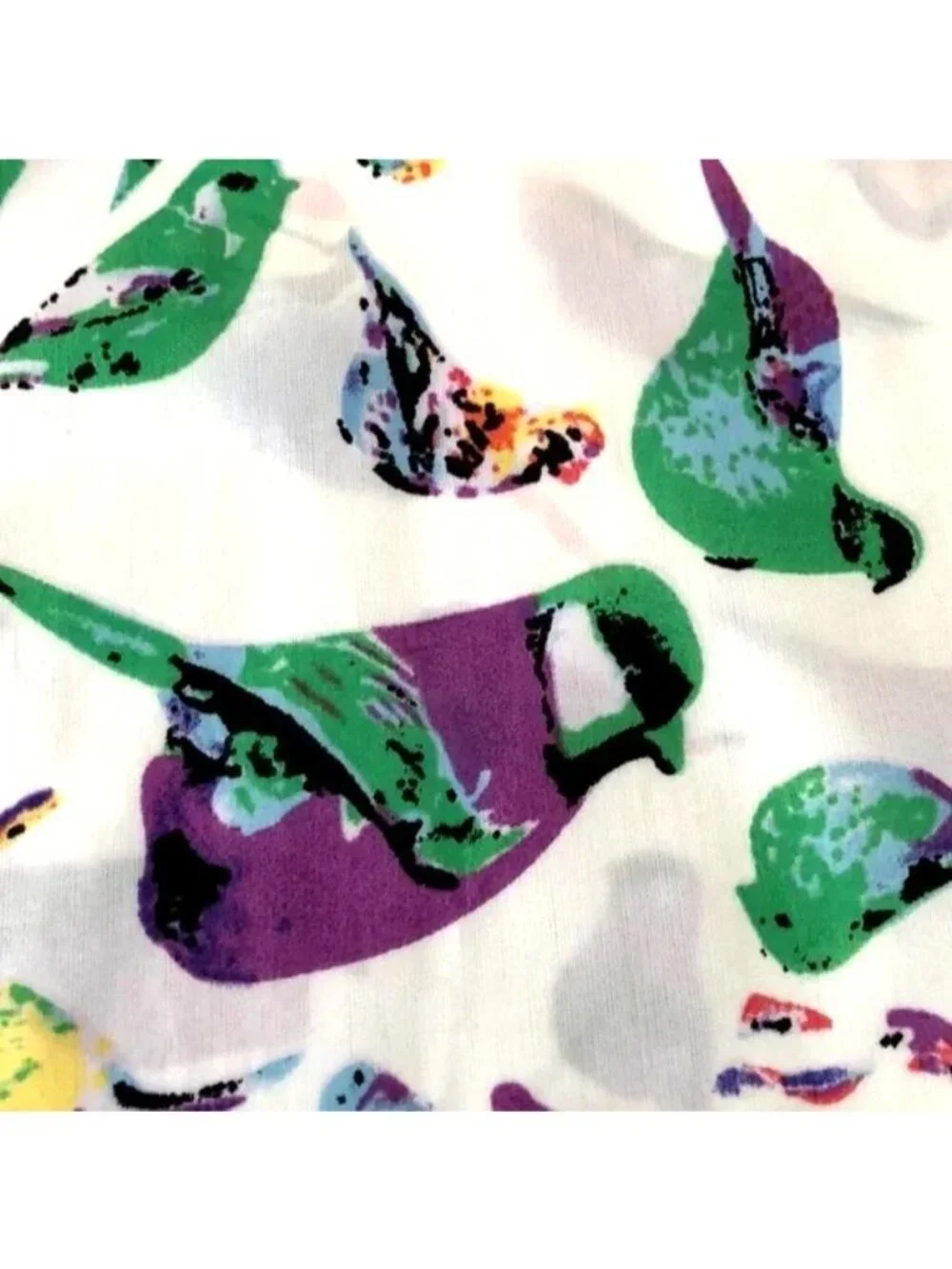 Tropical Bird print Top multi colored Birds Short sleeve size small